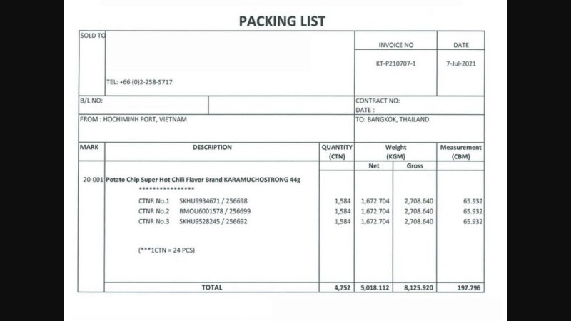 packing list là gì 3