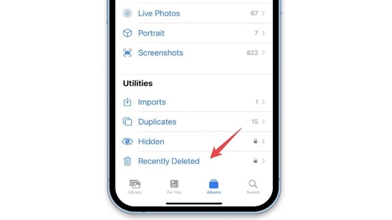 Cách lấy lại ảnh đã xóa trên iP từ album Đã xóa gần đây