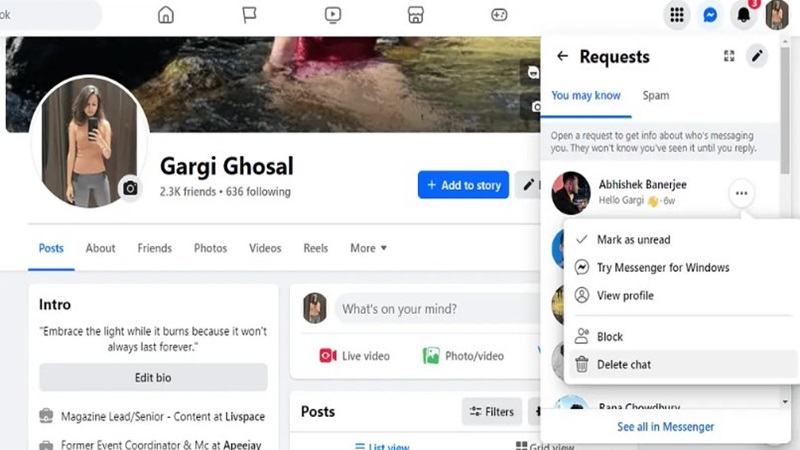 Cách xóa tin nhắn trên Messenger dành cho trình duyệt web