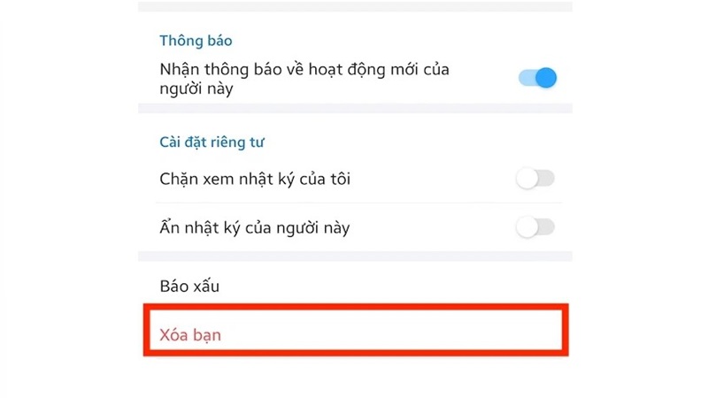 Cách xóa bạn trên Zalo từ trang cá nhân của bạn bè