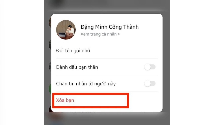 Cách xóa bạn trên Zalo thông qua danh bạ Zalo