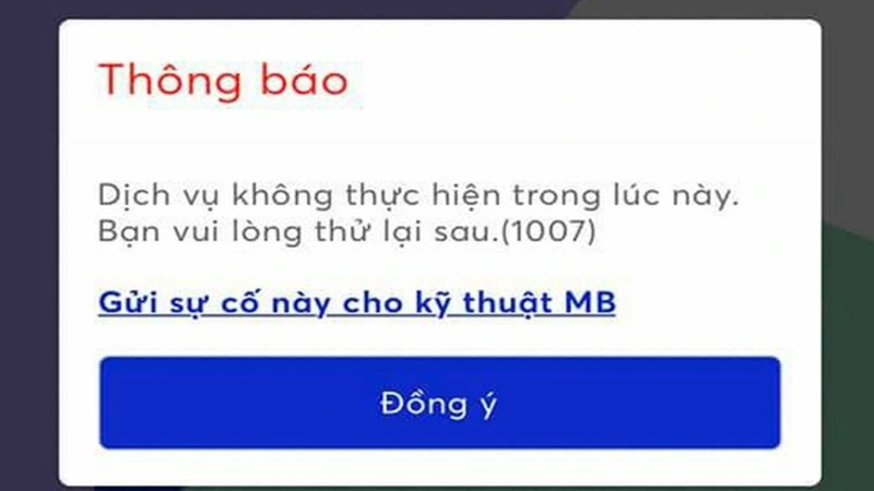 Biểu hiện của app MB bị lỗi