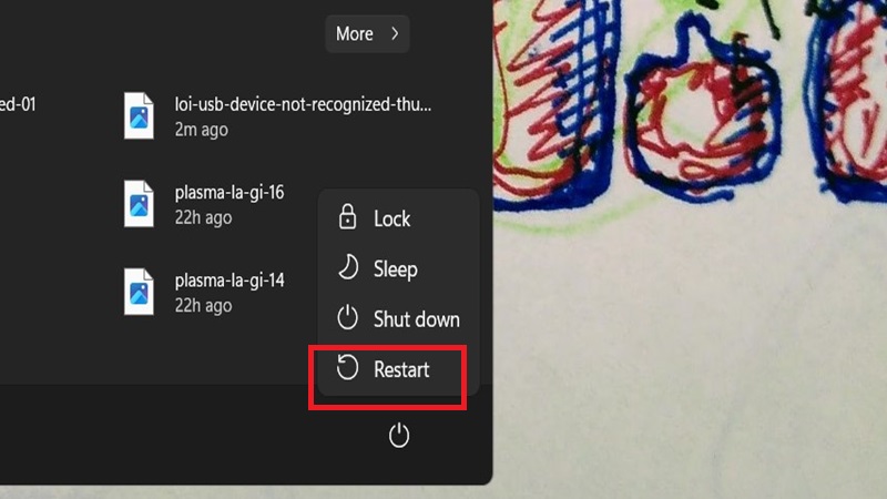 Khởi động lại Windows 11 khi gặp lỗi Usb device not recognized 