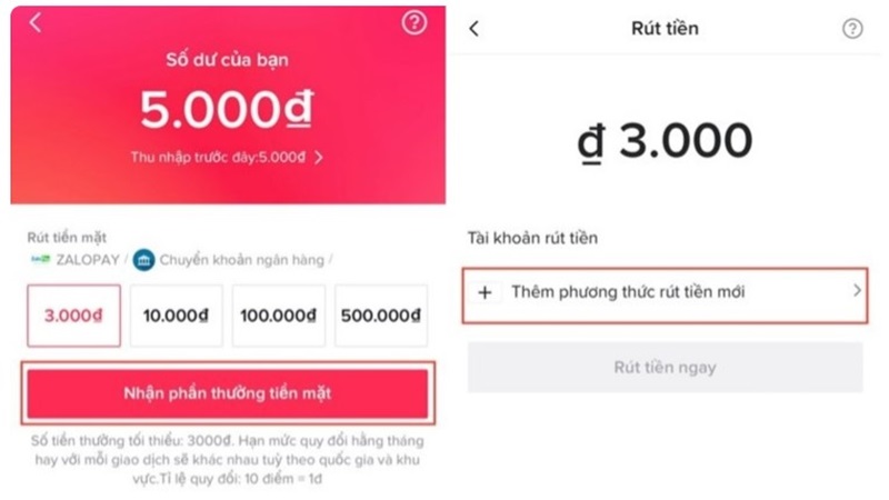 Hướng dẫn rút tiền trên TikTok về tài khoản ZaloPay