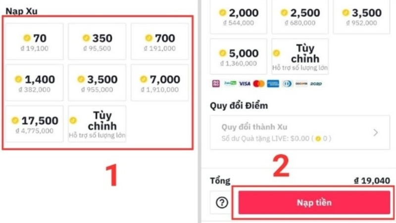 Cách nạp xu TikTok qua website