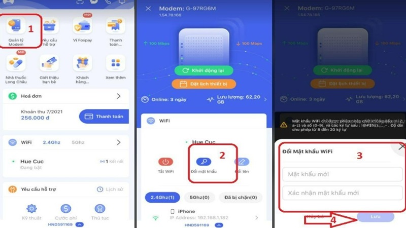 Cách đổi mật khẩu WiFi FPT qua phần mềm cài đặt modem của FPT
