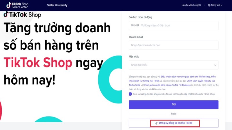 Đăng ký TikTok Shop