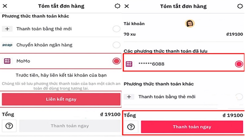 Cách nạp điểm TikTok qua ví điện tử Momo