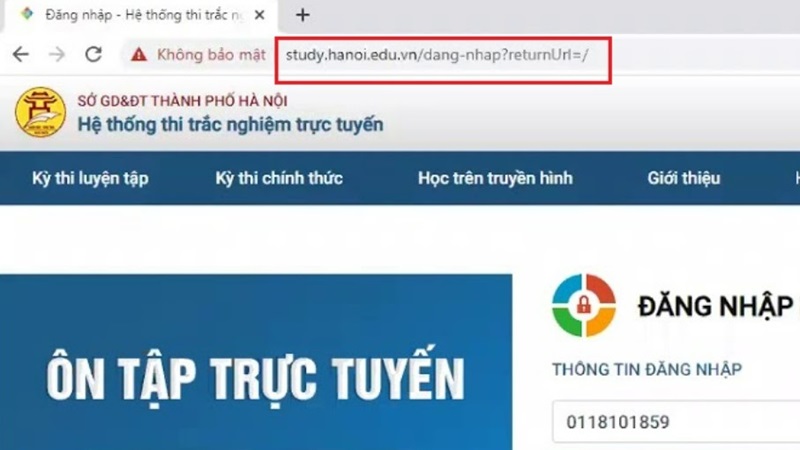 Truy cập trang đăng nhập HaNoi Study