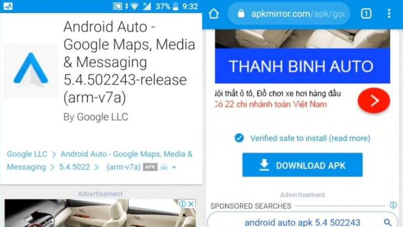 Nhấn Chọn Vào File Android Auto APK