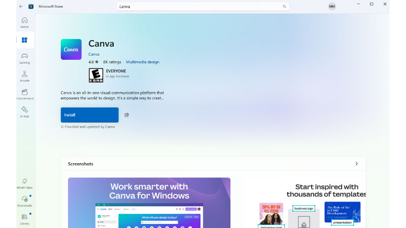 tải canva về máy tính từ microsoft store