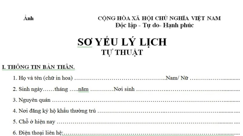 Tải mẫu sơ yếu lý lịch học sinh - sinh viên