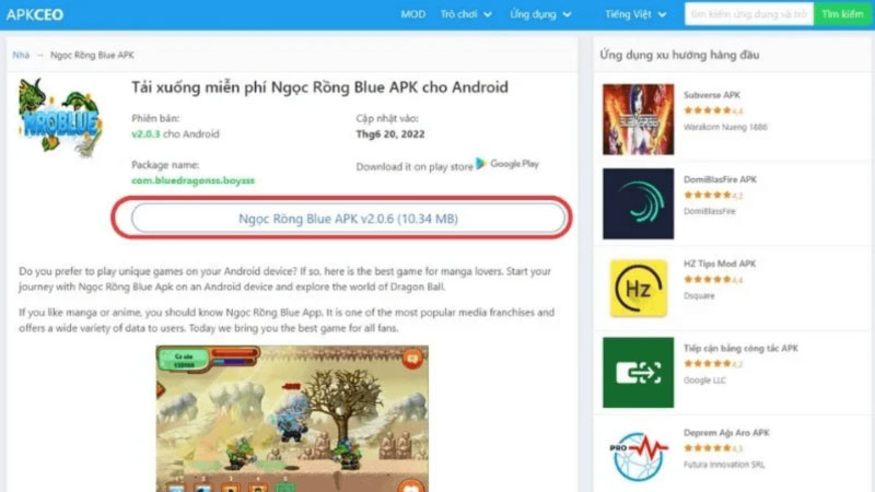 tải game nro blue trên android