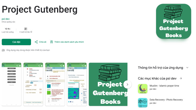 Tải Sách PDF qua Project Gutenberg