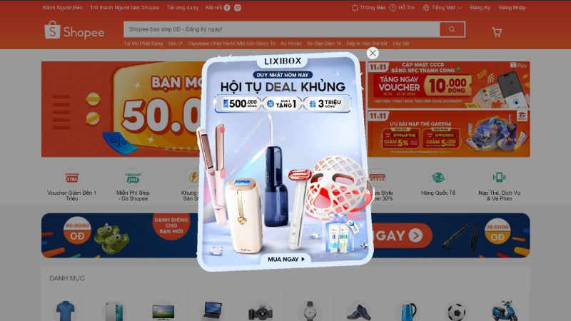 sử dụng shopee qua trang web trực tuyến