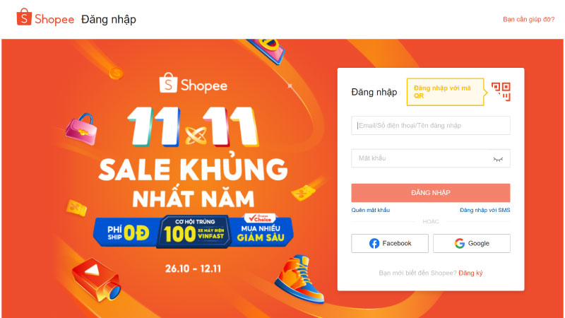 hướng dẫn đăng nhập tài khoản shopee trên máy tính