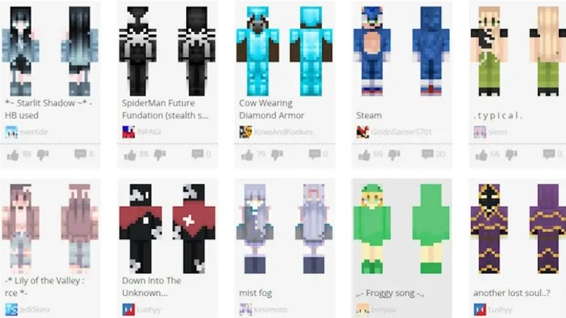 Chọn tải xuống một skin Minecraft