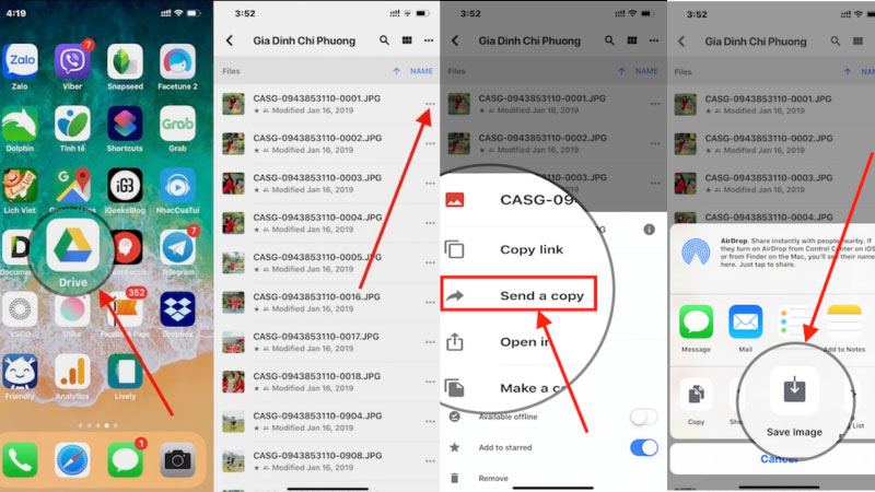 Cách tải toàn bộ file ảnh từ Google Drive về điện thoại iOS