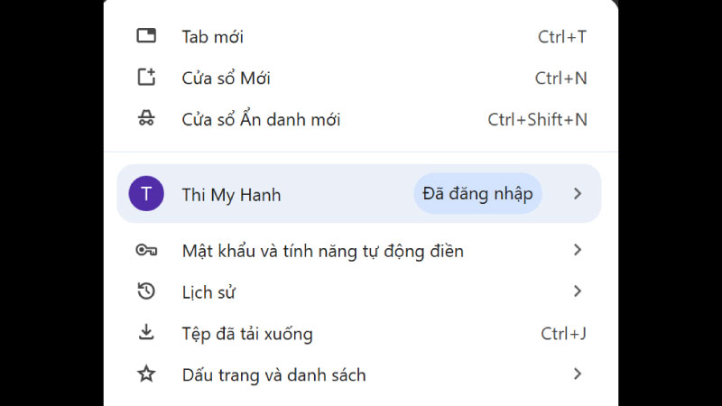 Xem lịch sử tải xuống qua menu "Downloads"