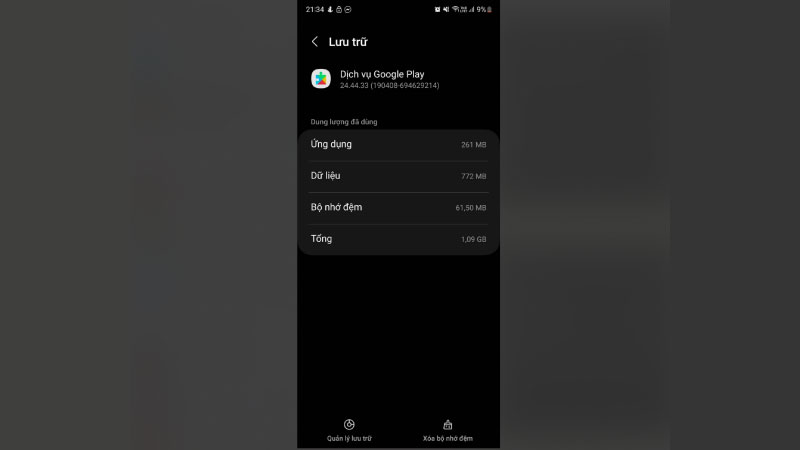 Xóa cache và dữ liệu ứng dụng CH Play
