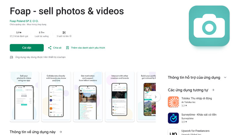 Tải Foap - Tải app nhận tiền từ chụp ảnh