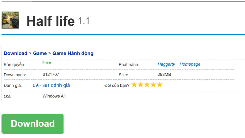 Hướng dẫn cách tải Game Half Life 1.1 Full