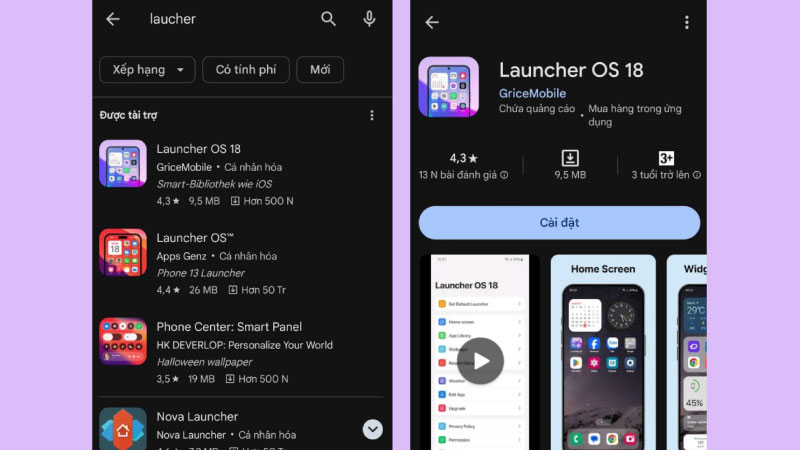 Tải ứng dụng Launcher để cài icon iPhone