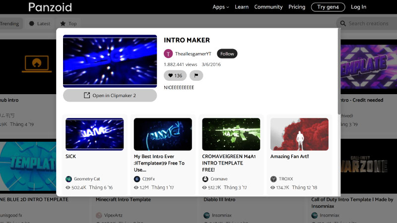 Panzoid - Cộng đồng sáng tạo intro cho YouTube