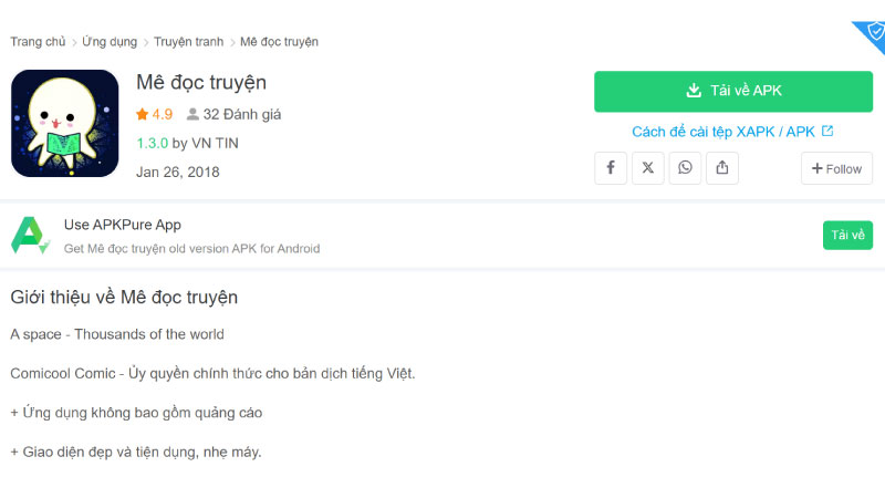 Cách tải và cài đặt Mê Đọc Truyện phiên bản cũ APK miễn phí