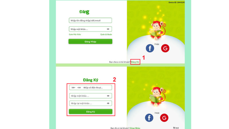 Hướng dẫn đăng ký tài khoản Monkey Junior