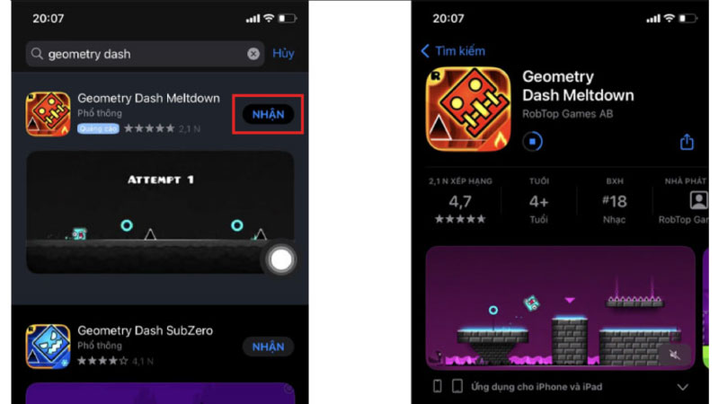 Cách tải Geometry Dash cho iOS