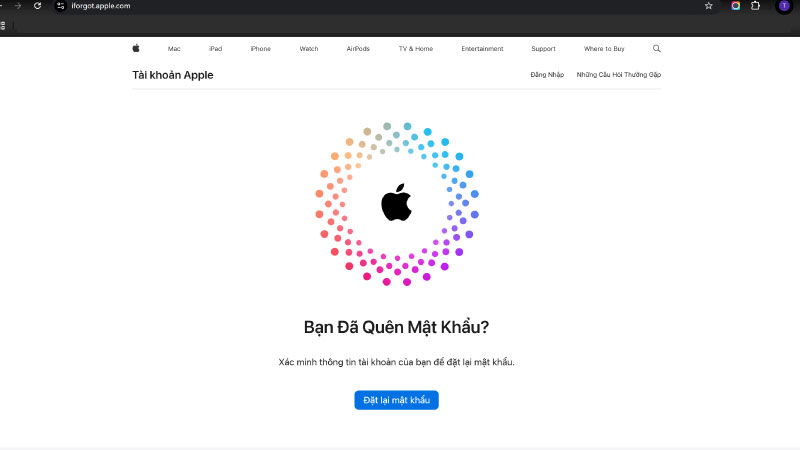 Khôi phục Apple ID qua trang web của Apple