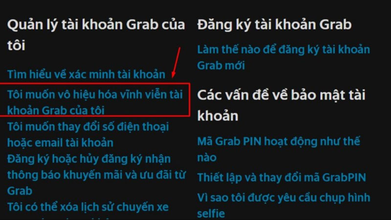 Xoá toàn bộ lịch sử Grab bằng cách vô hiệu hóa tài khoản vĩnh viễn
