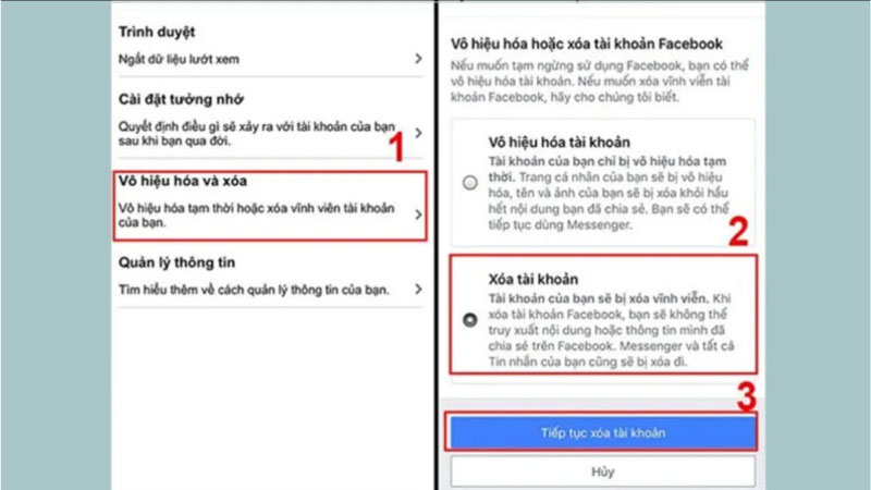 Hướng dẫn chi tiết cách xóa tài khoản FB vĩnh viễn trên điện thoại