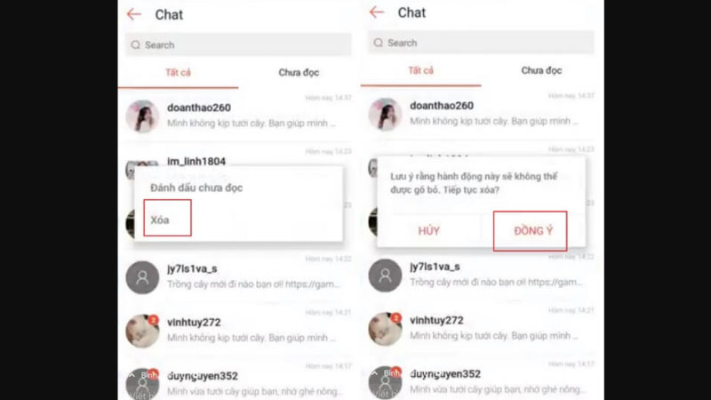 Các bước thực hiện cách xóa tin nhắn trên Shopee