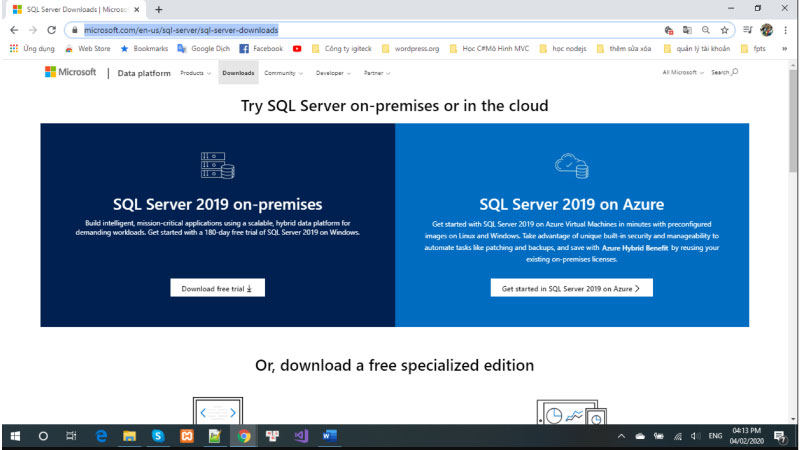Hướng dẫn tải SQL Server 2019