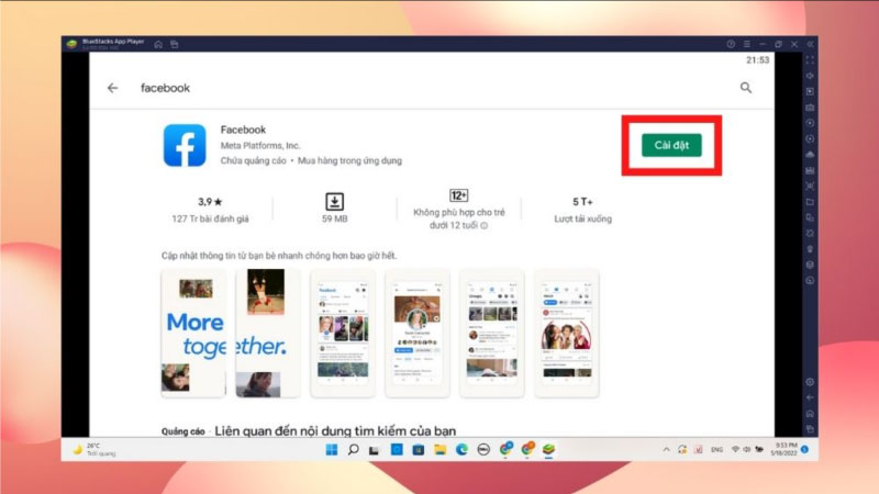 Sử dụng giả lập Android trên Mac để tải Facebook