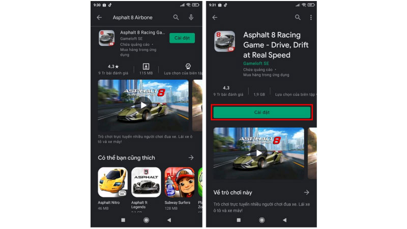 Cách tải game Asphalt 8 trên Android
