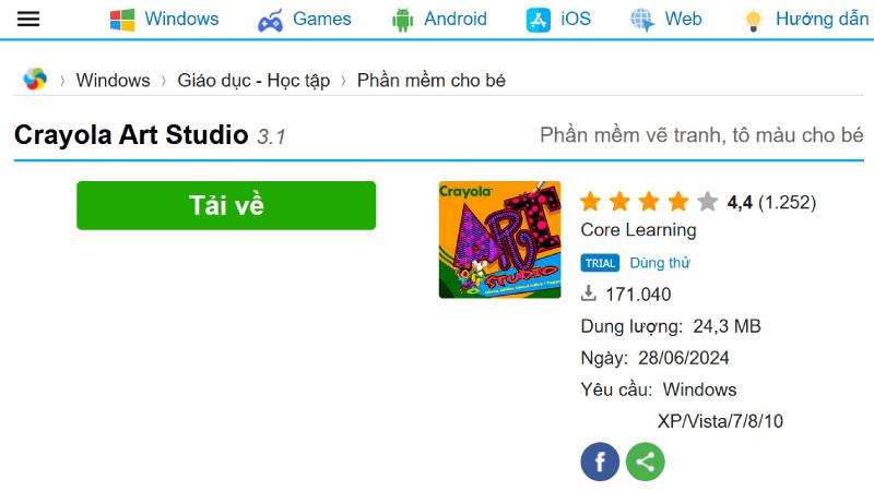Cách tải phần mềm Crayola Art Studio trên máy tính cực dễ