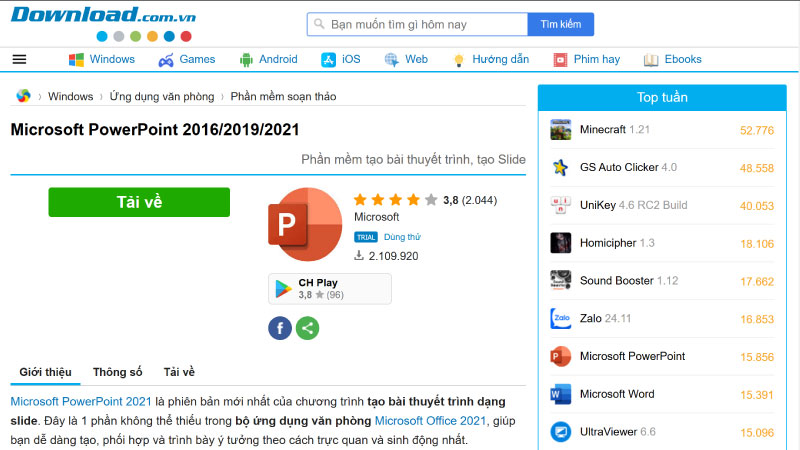 Hướng dẫn tải miễn phí phần mềm PowerPoint phiên bản mới nhất 2