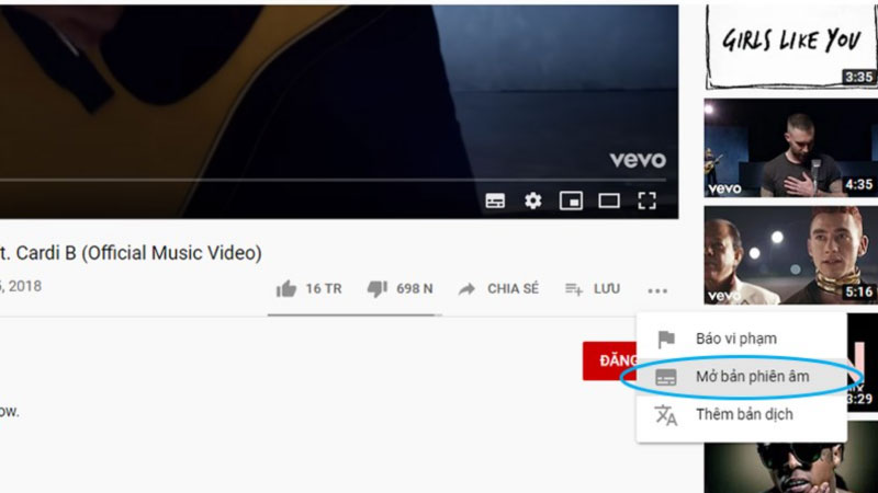 Cách tải phụ đề Youtube trực tiếp từ video