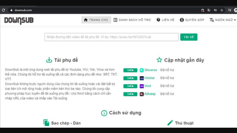 Sử dụng các công cụ tải phụ đề Youtube trực tuyến
