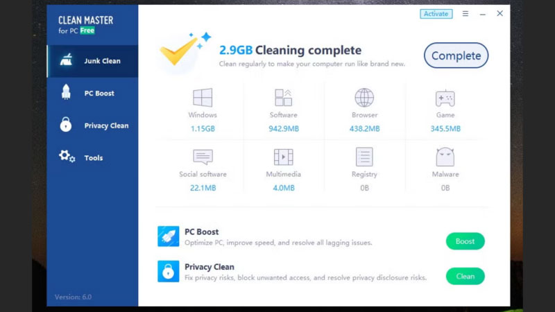 Clean Master for PC - Tải phần mềm dọn rác PC