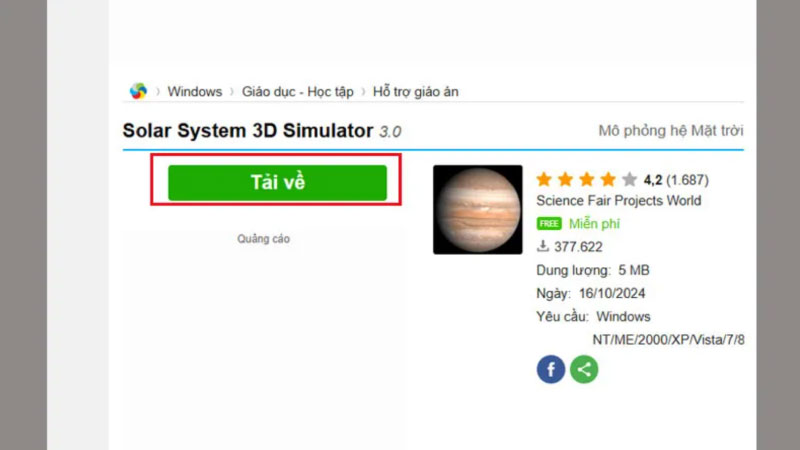Cách tải Solar System 3D Simulator trên máy tính
