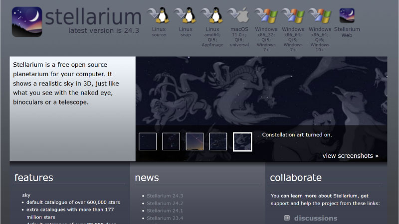 Các bước tải Stellarium