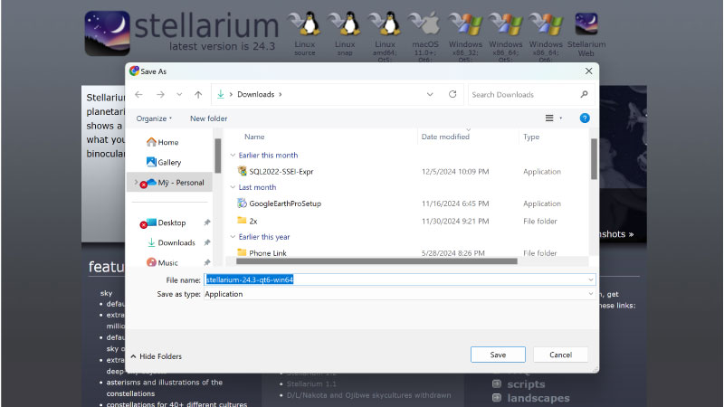 Các bước tải Stellarium 2