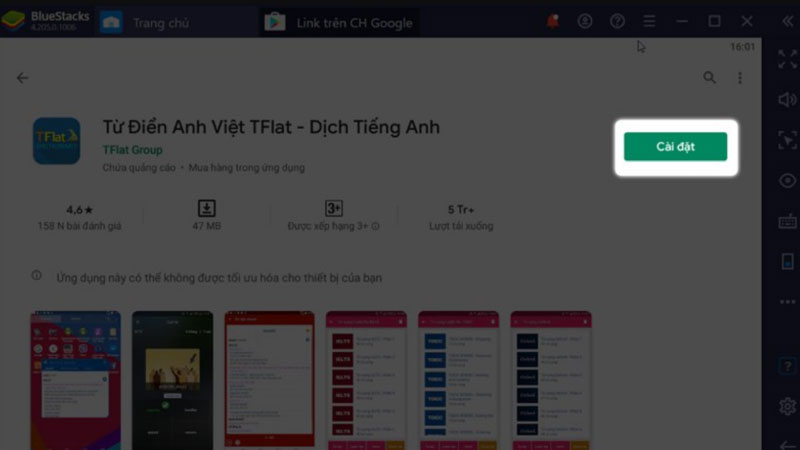 Cách tải và cài đặt từ điển TFlat bằng giả lập