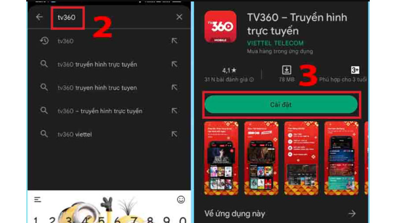 Các bước thực hiện tải TV360 qua giả lập Android