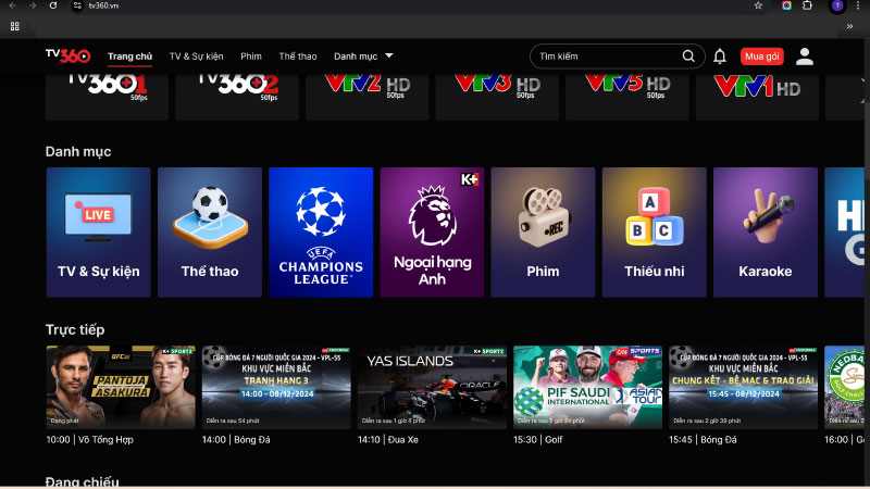 Sử dụng phiên bản web TV360 mà không cần tải về máy tính