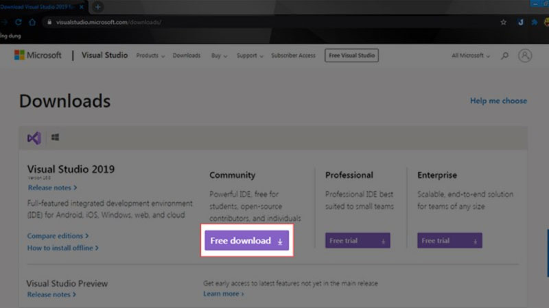 Hướng dẫn cách tải Visual Studio 2019